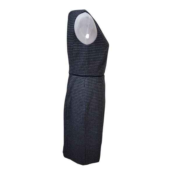 Talbots Size 4 Gray & Navy Blue Houndstooth Tweed Sheath Dress, Never Worn - Picture 7 of 16